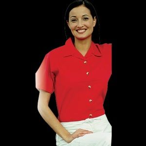 Blouse full button front color scarlets